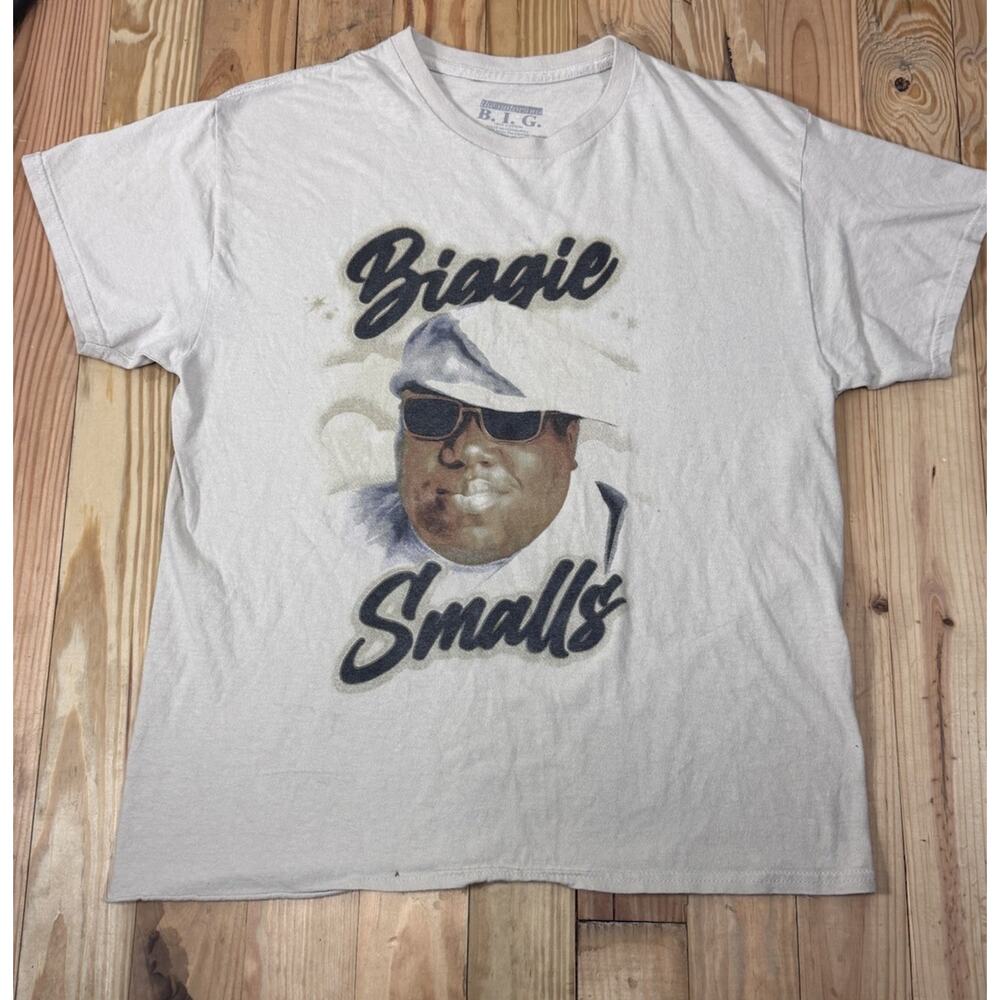 The Notorious Big T-Shirt Crew Neck tan Biggie Smalls Rap Tee shirt size L